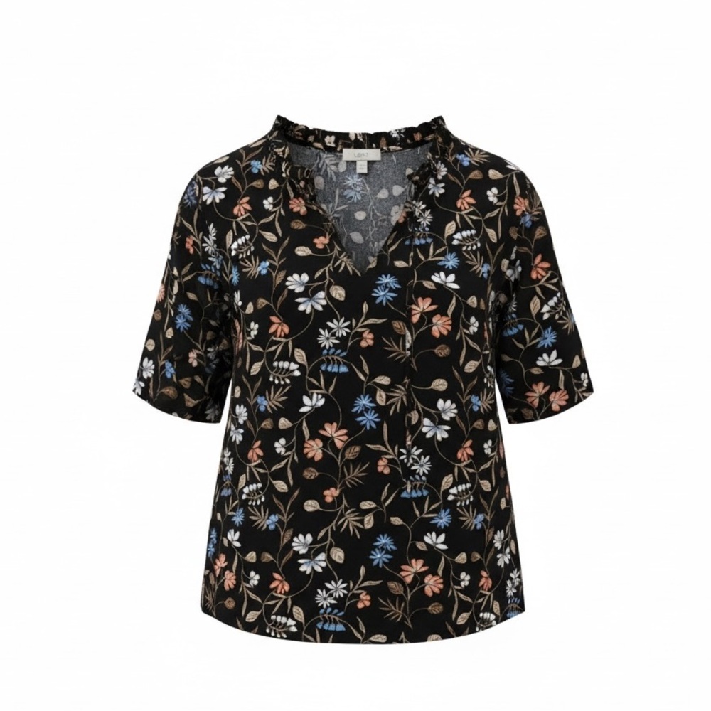 Loft NWT black floral top, small